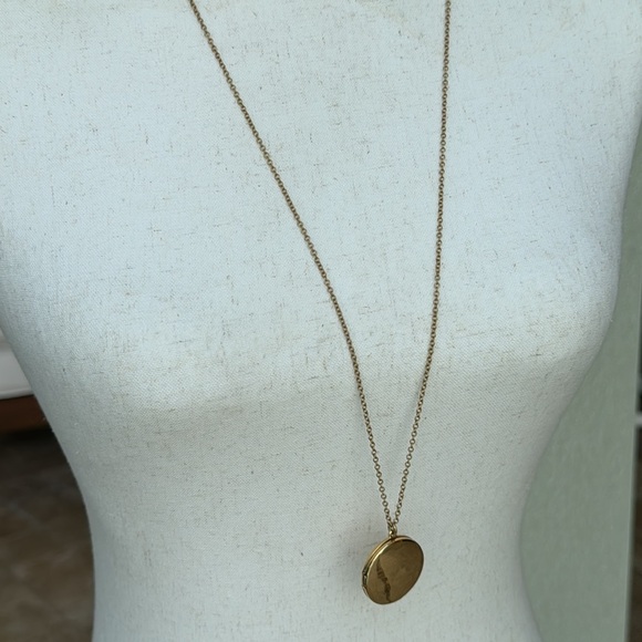 J. Crew gold tone disc Locket necklace. Comes with original dust bag. - Picture 8 of 9